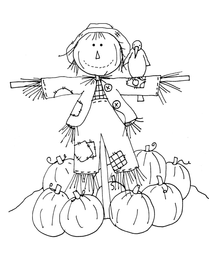 839x1024 Fall Scarecrow Coloring Page Wecoloringpage