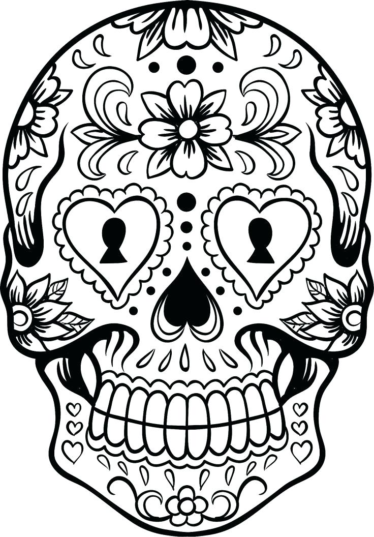 736x1056 Skulls And Roses Coloring Pages Skull Coloring Pictures Sugar