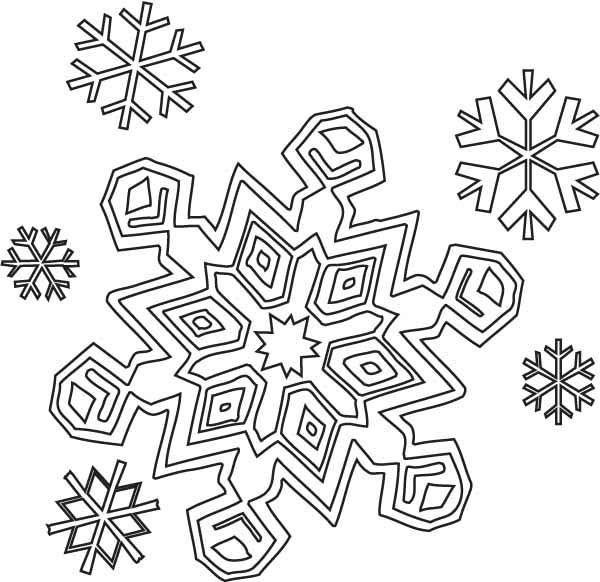 600x582 Free Snowflake Coloring Pages Winter Season Christmas Snowflakes