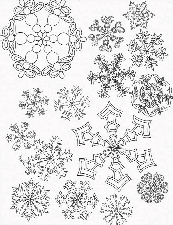 600x780 All Christmas Snowflakes Picture Coloring Page