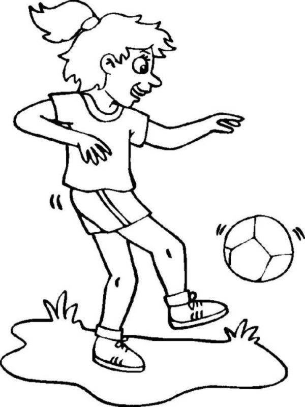 600x801 Girl Playing Soccer Coloring Pages