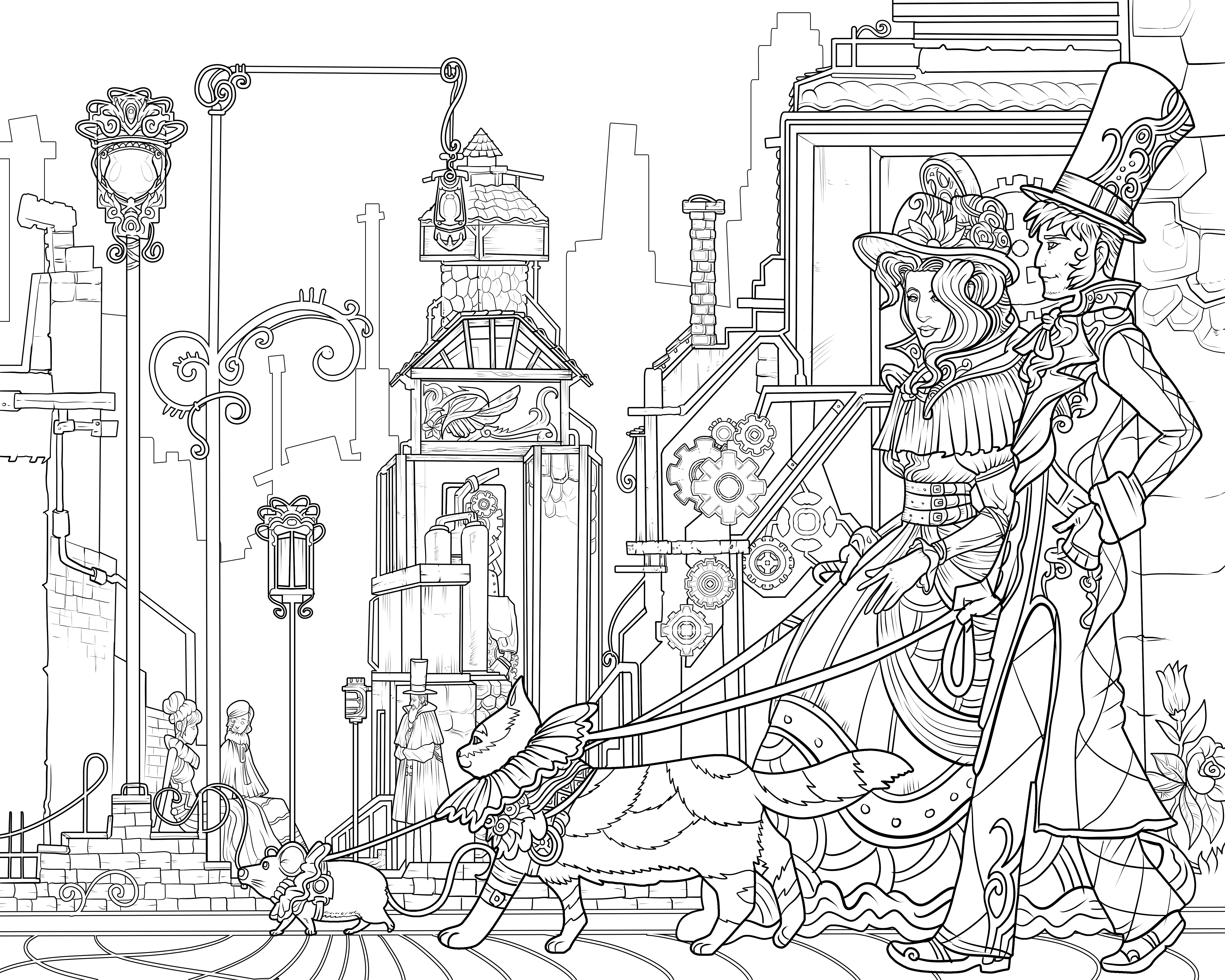 6000x4800 Steampunk Life Adult Coloring Books Nathaniel Wake Publishing