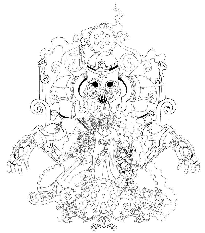 840x955 Best Photos Of Steam Punk Coloring Pages
