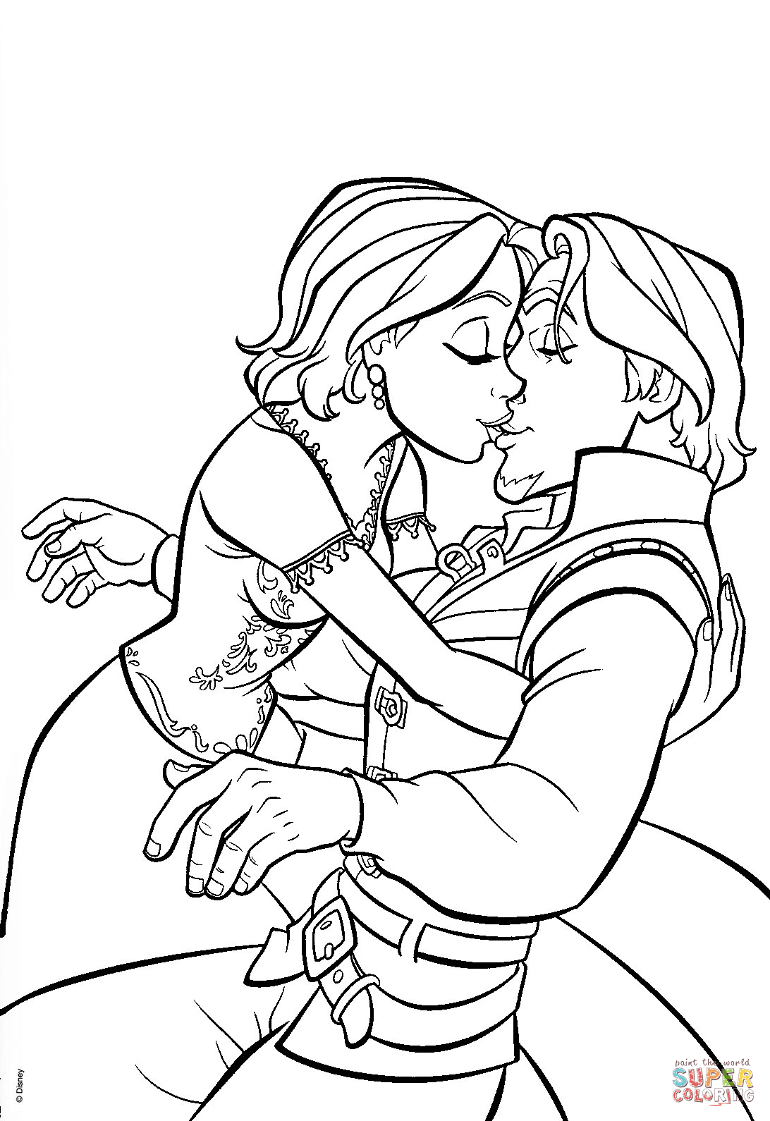 1092x1590 Fascinating Flynn Rider And Rapunzel Coloring Pages Page Free