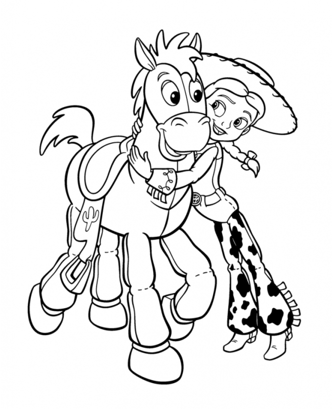 660x808 Jessie Hugs The Horse Free Coloring Page Disney, Kids, Toy Story