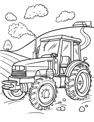 392x507 Printable Tractor Coloring Page. Free Pdf Download