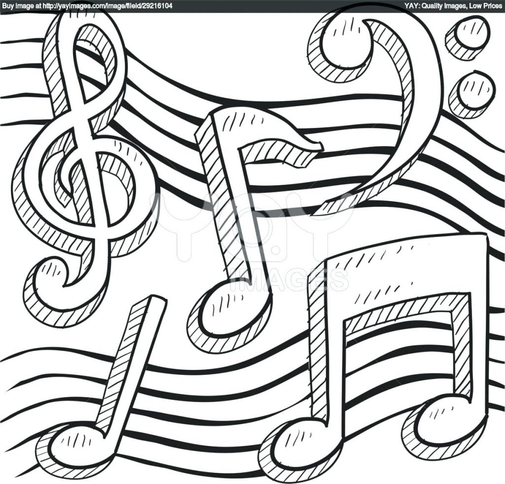 1024x980 Coloring Page ~ Music Coloring Page Royalty Free Vector Of Notes