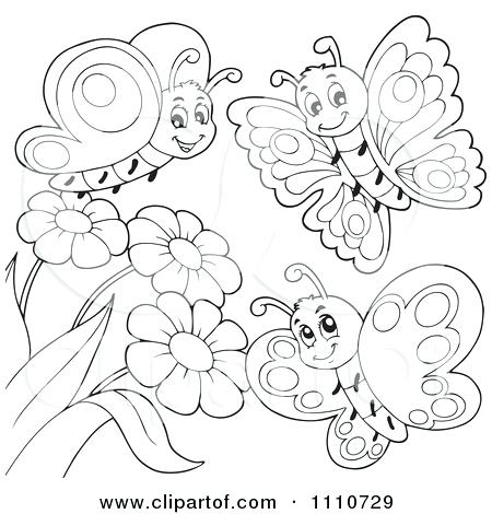 450x470 Coloring Pages Flowers And Butterflies Butterfly With Flowers