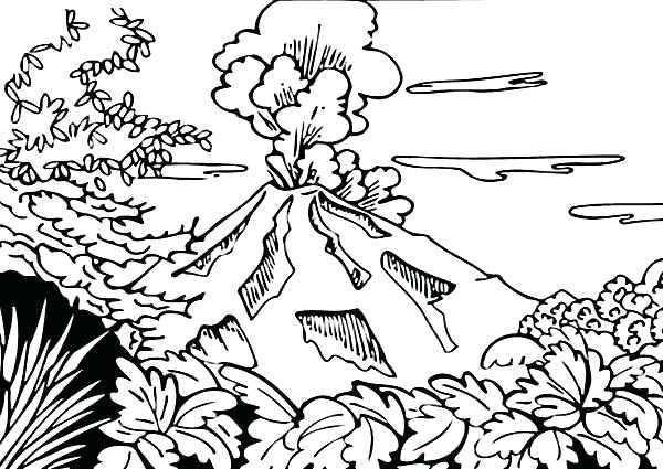 600x425 Volcano Mini Book Coloring Page Sad Dinosaur And Volcano Coloring