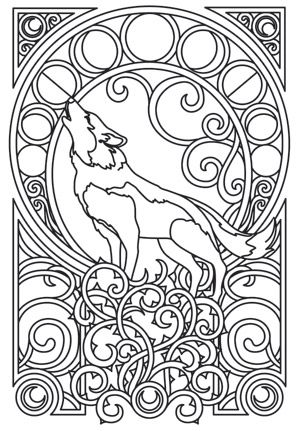 300x431 Arctic Wolf Clipart Coloring Page
