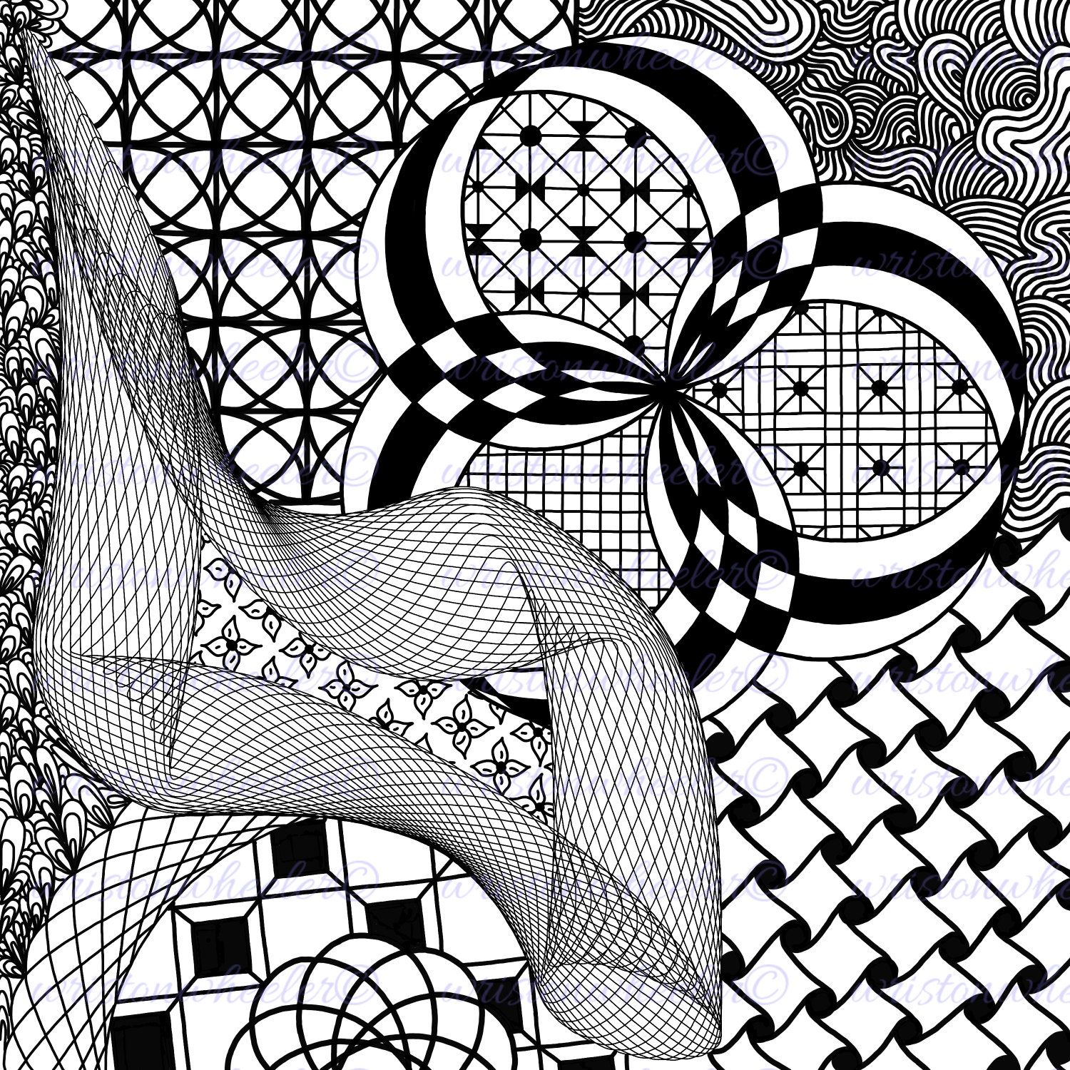 1500x1500 Abstract Zendoodle Coloring Page Jpg Instant By Wristonwheeler