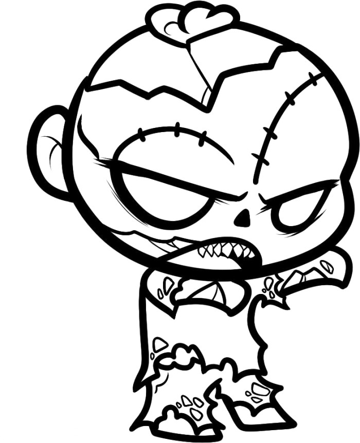 700x862 Scary Coloring Sheets Scary Zombie Coloring Pages For Kids