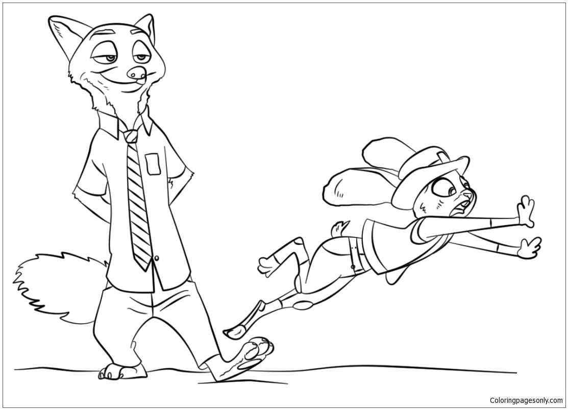 1113x803 Nick And Judy From Zootopia Coloring Page Free Pages Online Fair