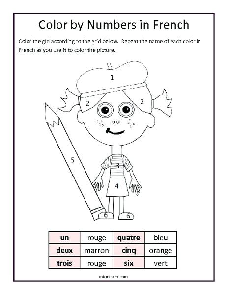 464x600 Color By Numbers In French Worksheet For Grade Lesson Color