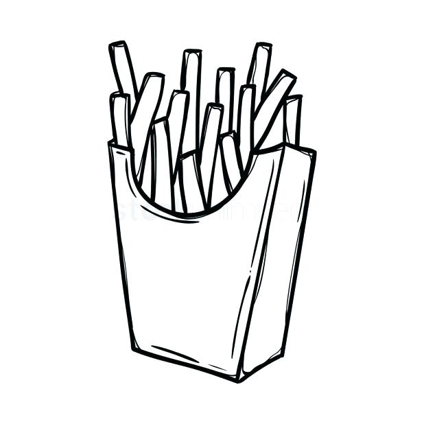 618x618 French Fries Coloring Page Steak With Potatoes French Fries