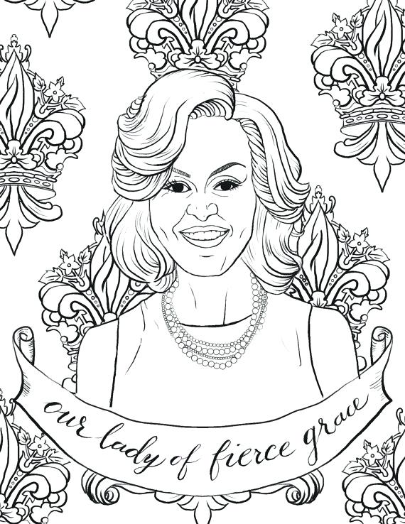 570x738 First Lady Feminist Coloring Portraits First Lady Feminist
