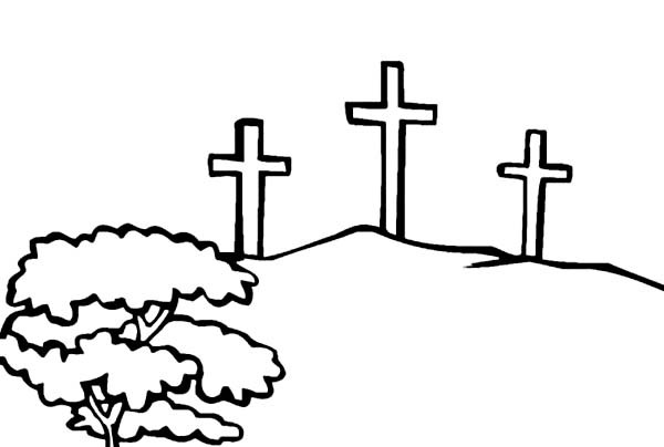 600x404 Three Crosses Coloring Page