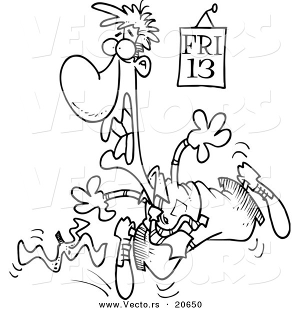 600x620 Vector Of A Cartoon Man Slipping On A Banana Peel On Friday