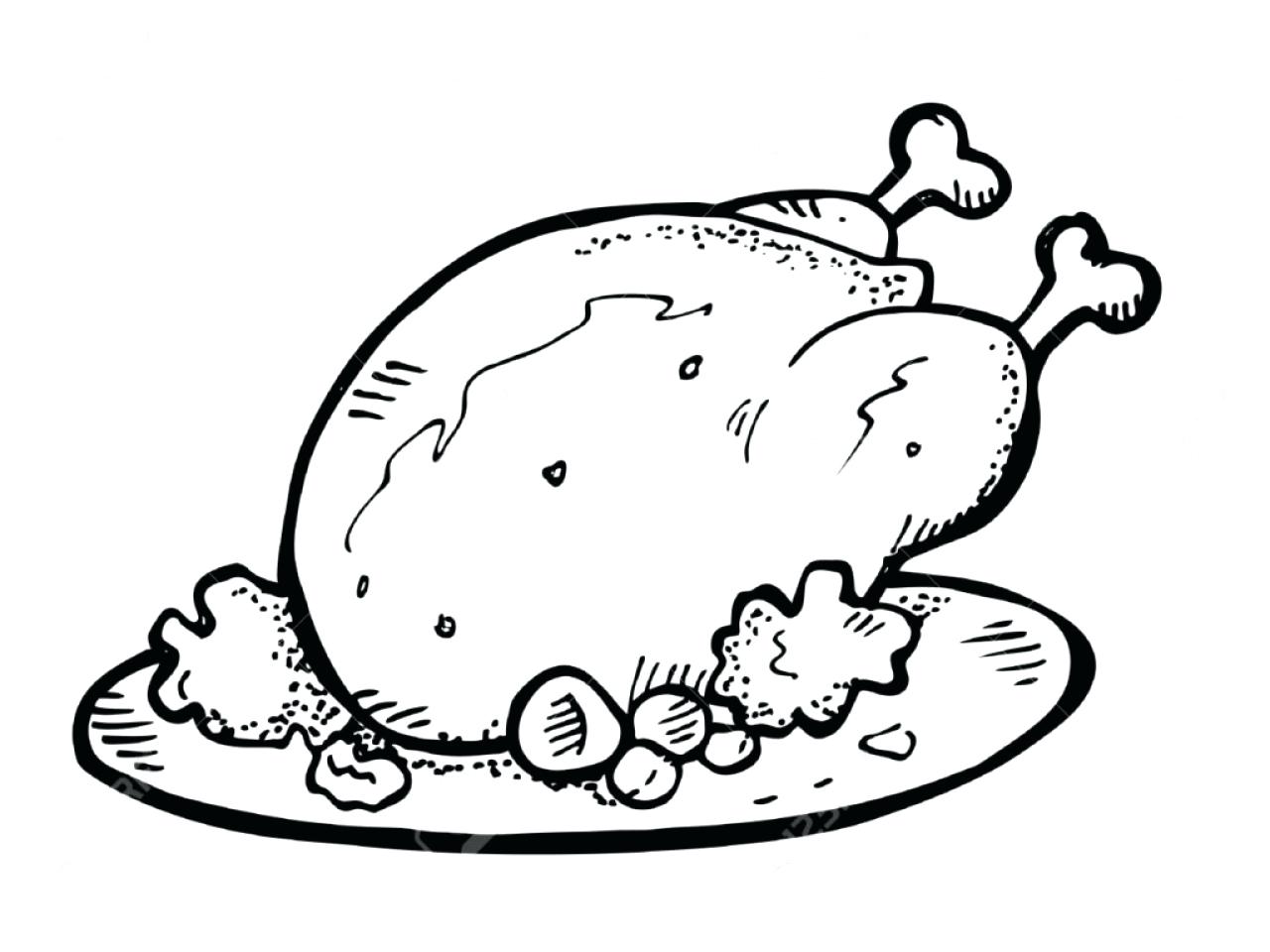 1280x960 Sketch Of Fried Chicken Coloring Pages Thanksgiving Dinner Beef