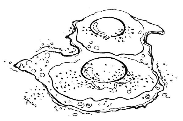 600x396 Fry Egg Coloring Pages