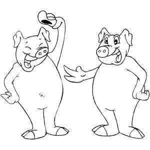 300x300 Friendly Pigs Coloring Page