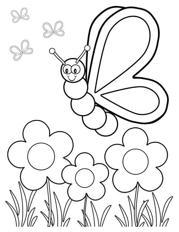 600x776 Garden Coloring Pages Friendly Butterfly In The Garden Coloring