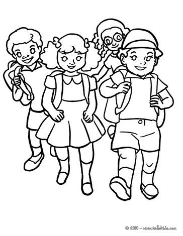 364x470 Friends Hugging In The School Yard Coloring Pages
