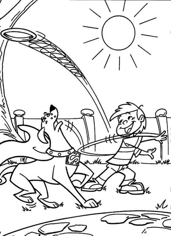 600x826 Krypto The Superdog Try To Catch Frisbee Kevin Threw Coloring