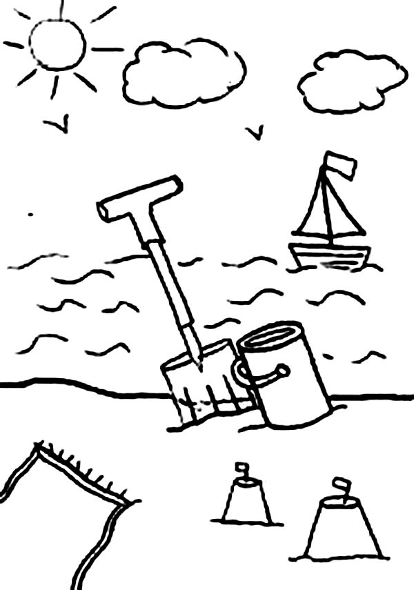 600x855 A Kids Drawing Beach Activity Coloring Page A Kids Drawing