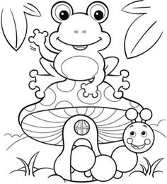 236x260 Coloring Pages Frog, Butterfly, And Flower With Ladybug Spring