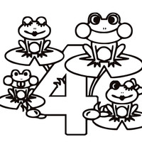200x200 Number Four (Frogs) Coloring Page