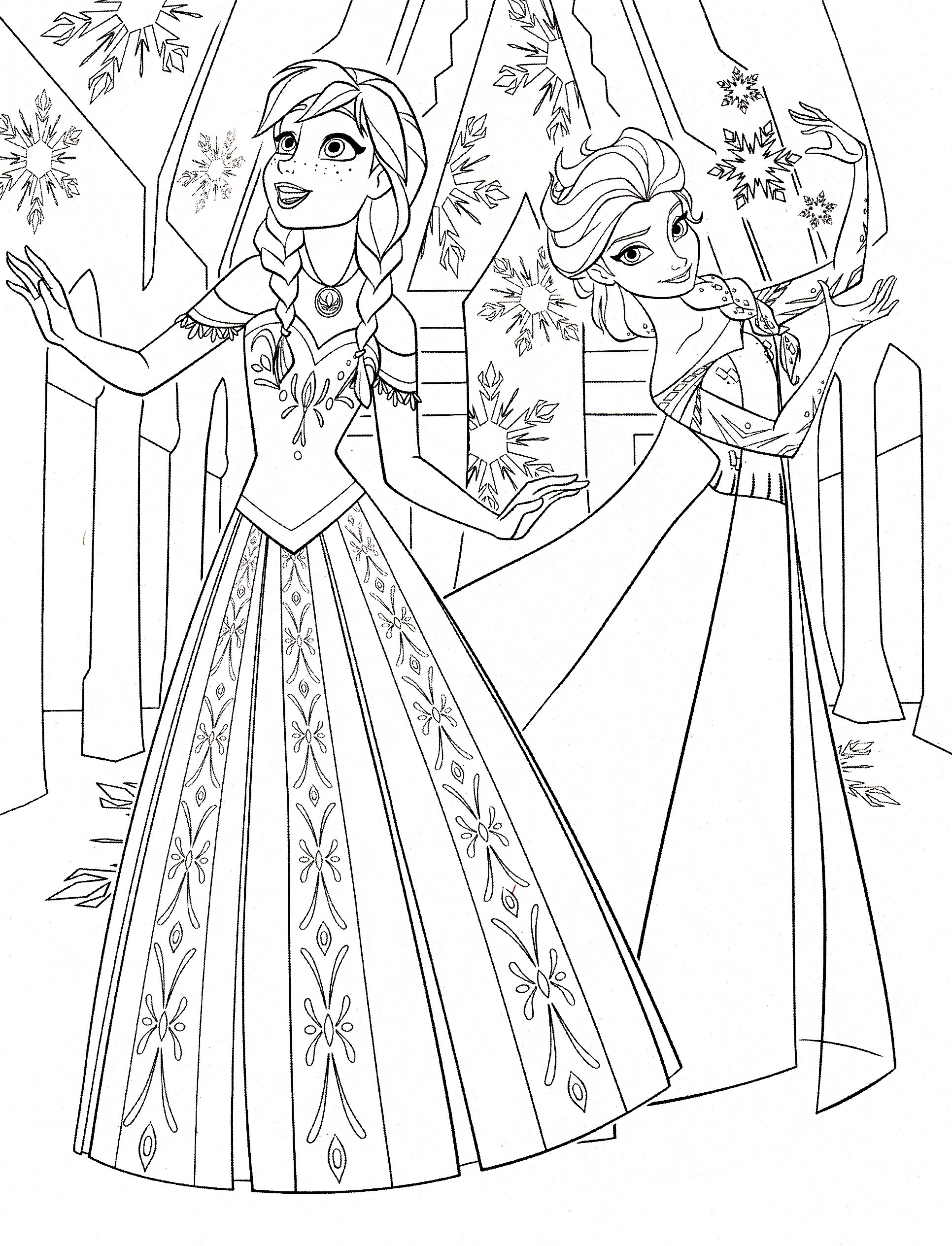 1932x2529 Color Pages Of Anna Amp Elsa Frozen Walt Disney Princess Characters