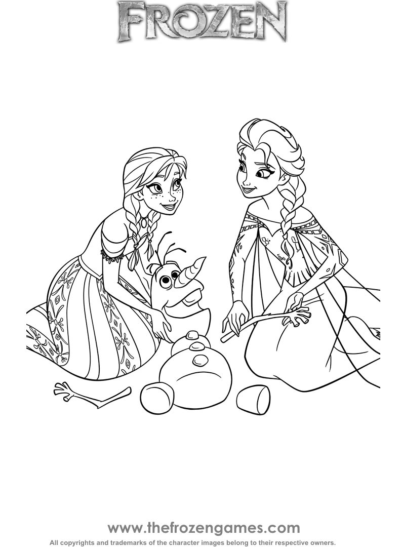 794x1080 Anna And Elsa Olaf Rescue Frozen Disney Coloring Pages Cartoons