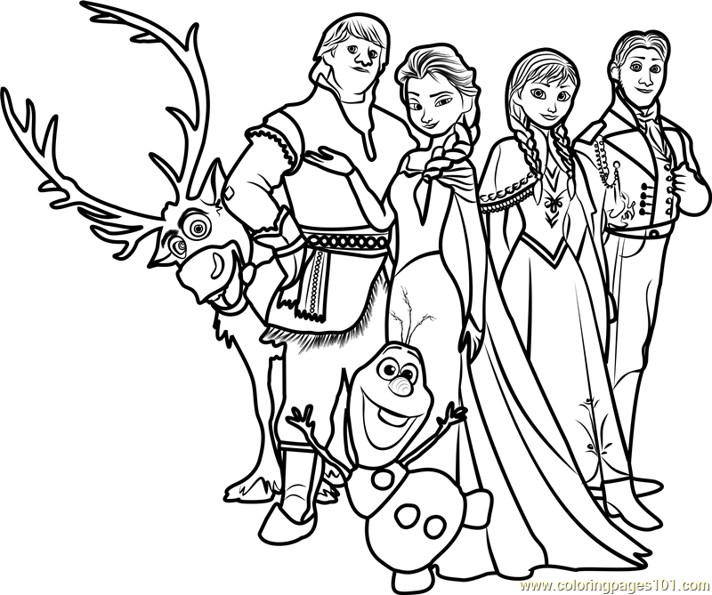 800x669 Frozen Family Coloring Page