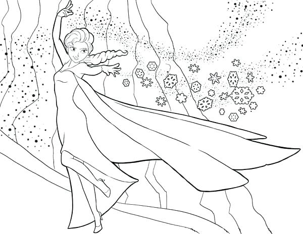 600x464 Elsa Coloring Sheet The Snow Queen Showing Her Magic Coloring Page
