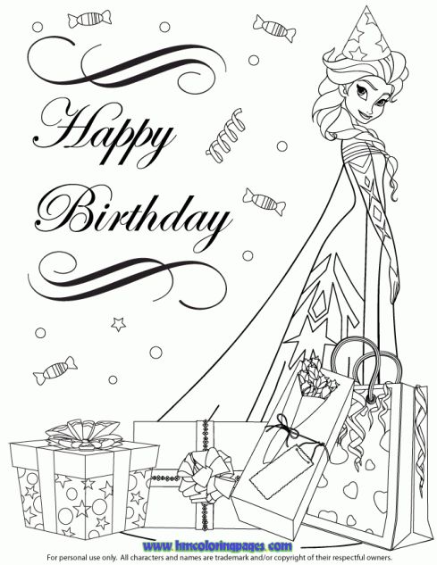 Frozen Happy Birthday Coloring Pages