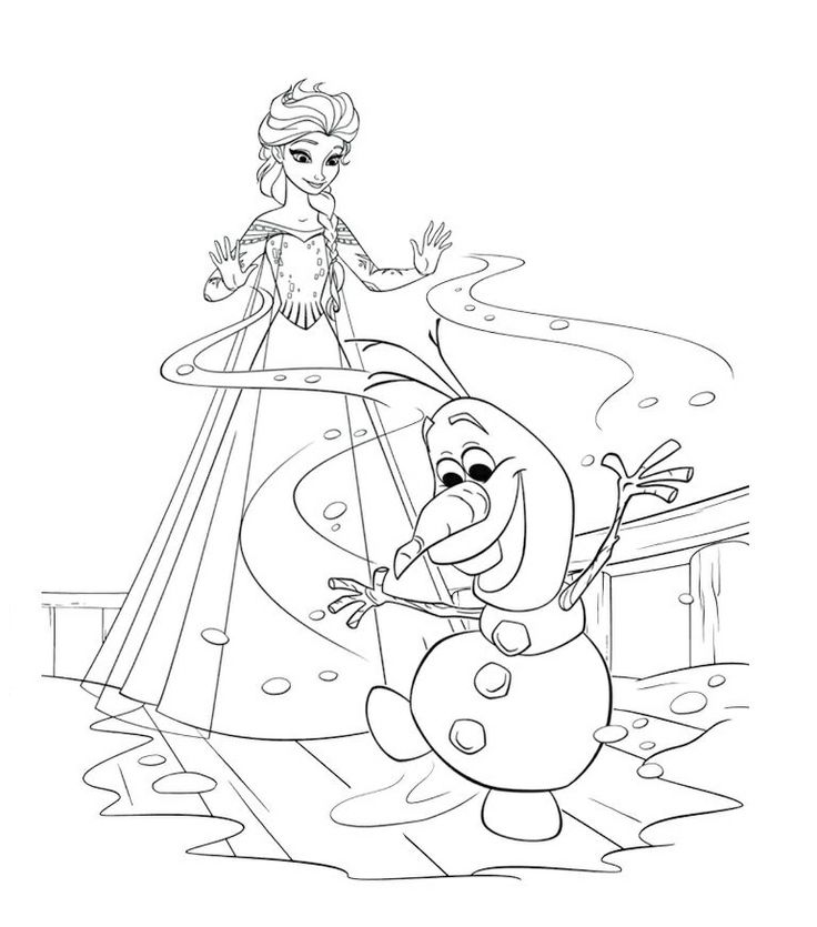 736x835 Elsa And Olaf Free Coloring Page Disney, Frozen, Kids, Movies