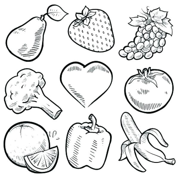600x600 Coloring Pages Fruit Outline Of Fruits And Vegetables