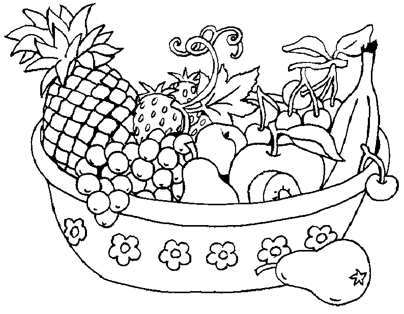 794x618 Fruit Basket Coloring Pages For Kids