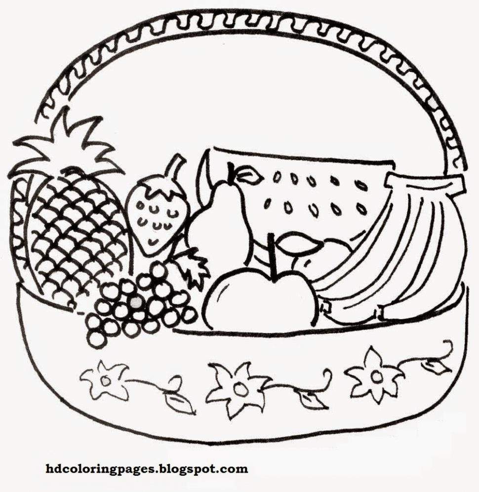 970x996 Fruits Basket Coloring Pages Printable For Kids 2018 Striking