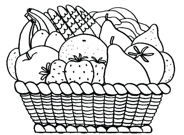 600x443 Coloring Pages Fruits Basket Coloring Pages Printable Basket