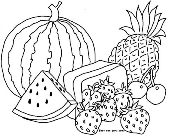 600x450 Cool Printable Fruits And Vegetables Coloring Pages Idea Of Fruit