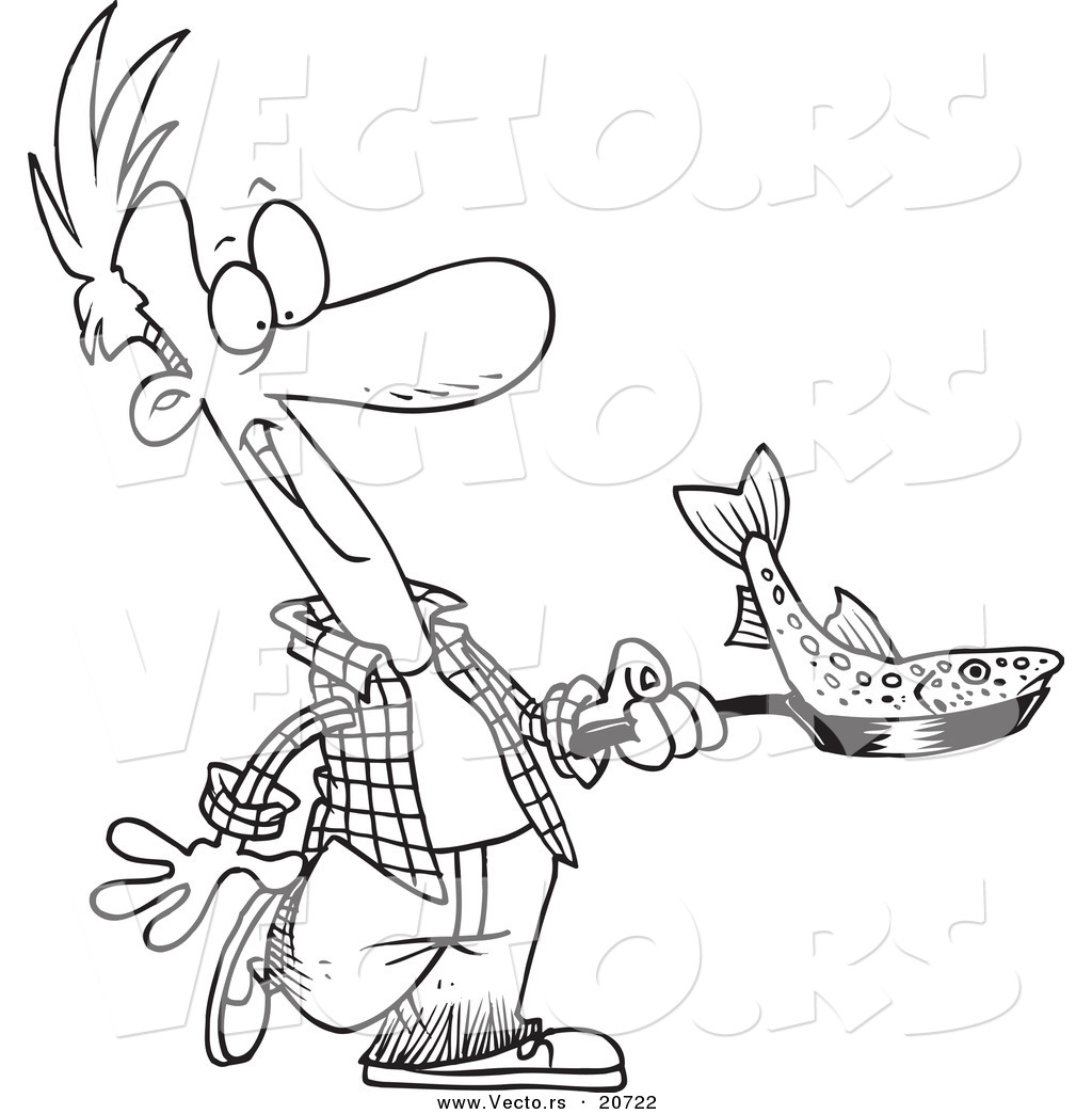 1024x1044 Vector Of A Cartoon Man Frying A Fish