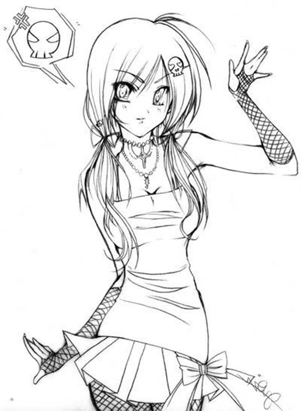 600x819 Anime Girl Coloring Page Full Body Download