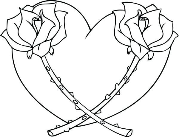 600x460 Color Pages Of Hearts Coloring Pages Hearts Hearts And Roses Full