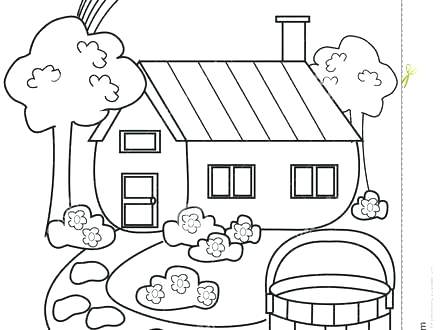 440x330 House Coloring Pages House Front Yard In Houses Coloring Page Free