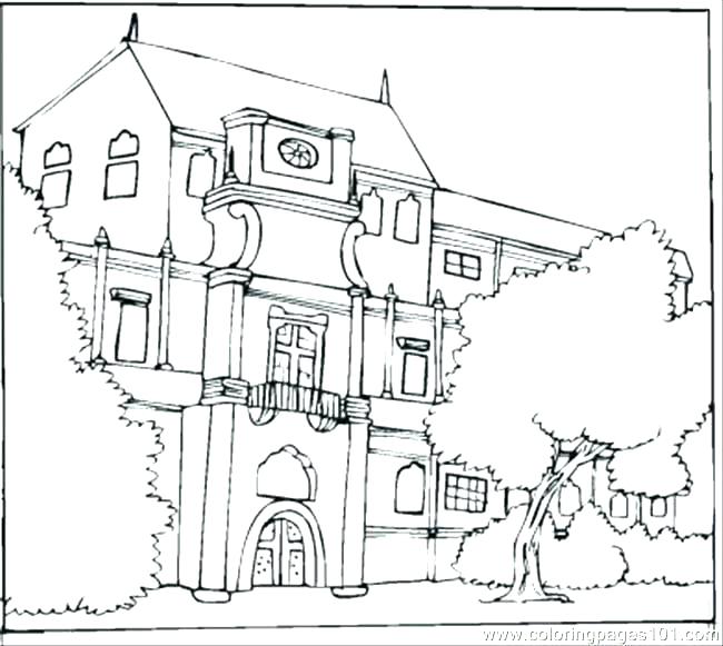 650x581 Coloring Pages Of Houses Full House Free Printable Page Beautifu