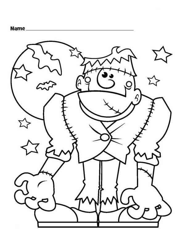 600x777 Frankenstein Coloring Sheets Monster Halloween Frankenstein