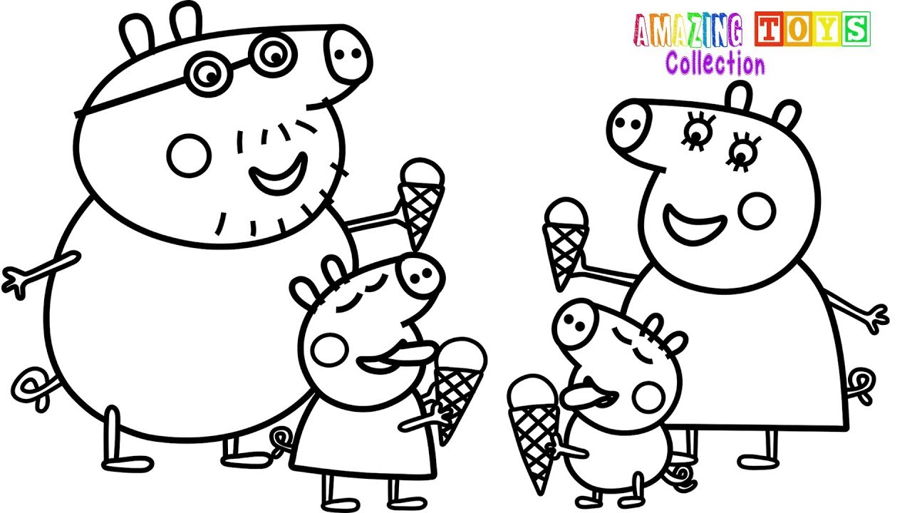 1280x720 Youtube Coloring Pages How To Draw Peppa Pig Family Ice Cream