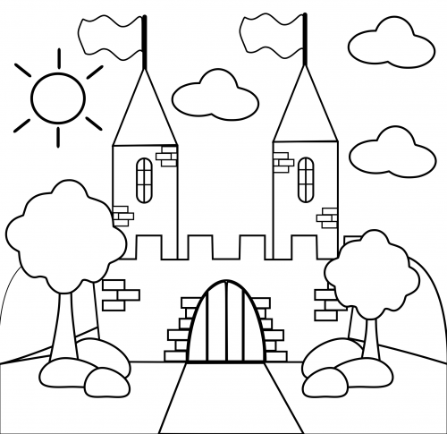500x485 Castle Coloring Pages For Kids